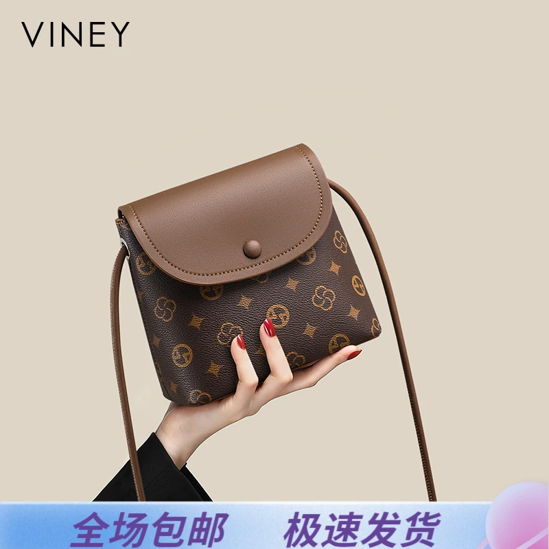 Viney包包女包2025新款复古时尚斜挎水桶包生日礼物送女友送老婆