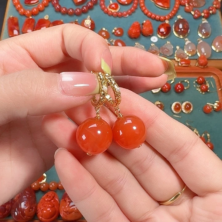 南红玛瑙银S925镶嵌14+