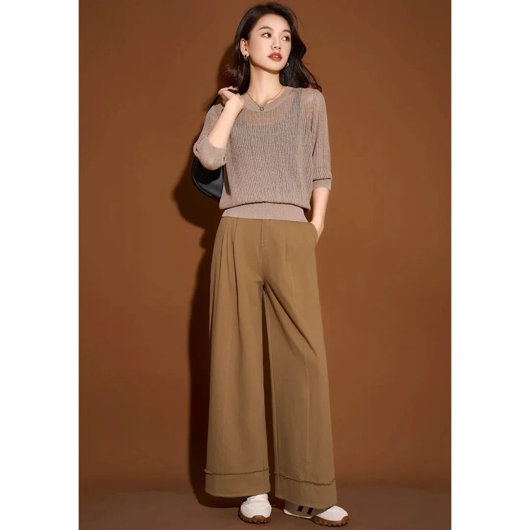 JIRUIMAN/吉瑞曼时尚七分袖罩衫搭设计感阔腿裤两件套TK206