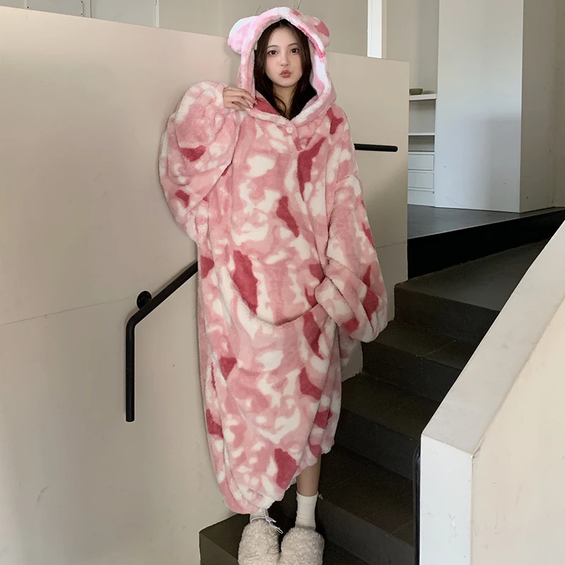 珊瑚绒睡衣女爆款2025年新款冬季加厚加绒浴袍睡袍法兰绒家居服