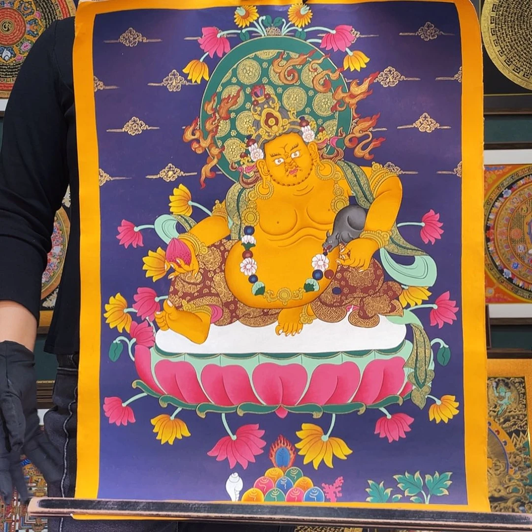 卷轴画手绘唐卡 黄财