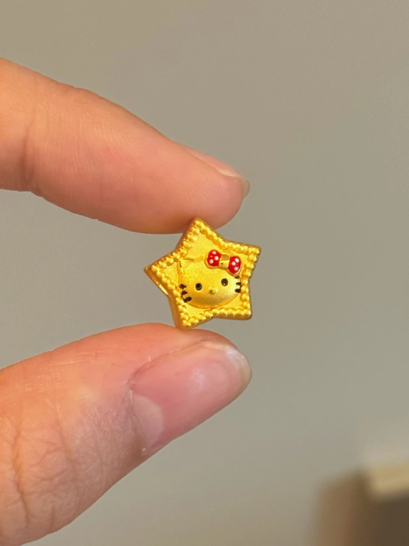 贝贝黄金 足金999 星星kt 红色蝴蝶结 珐琅彩 转运珠 103