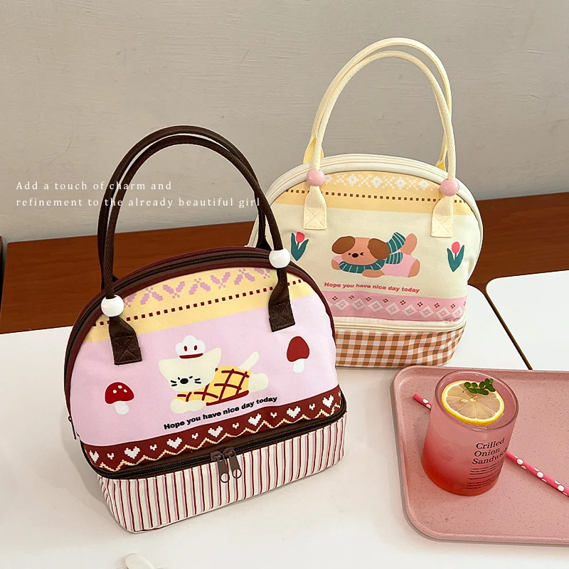 双层饭盒包手提袋2025新款大容量上班族保温加厚铝箔学生带饭包包