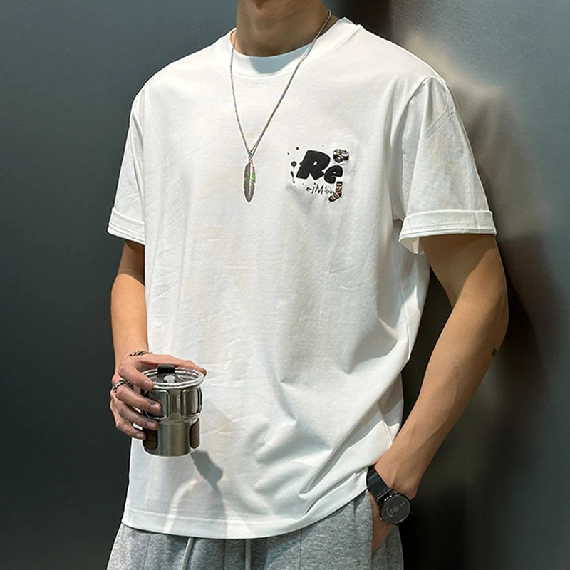 短袖t恤男2025夏季新款发泡印花圆领套头男士半袖~实体店同步上新