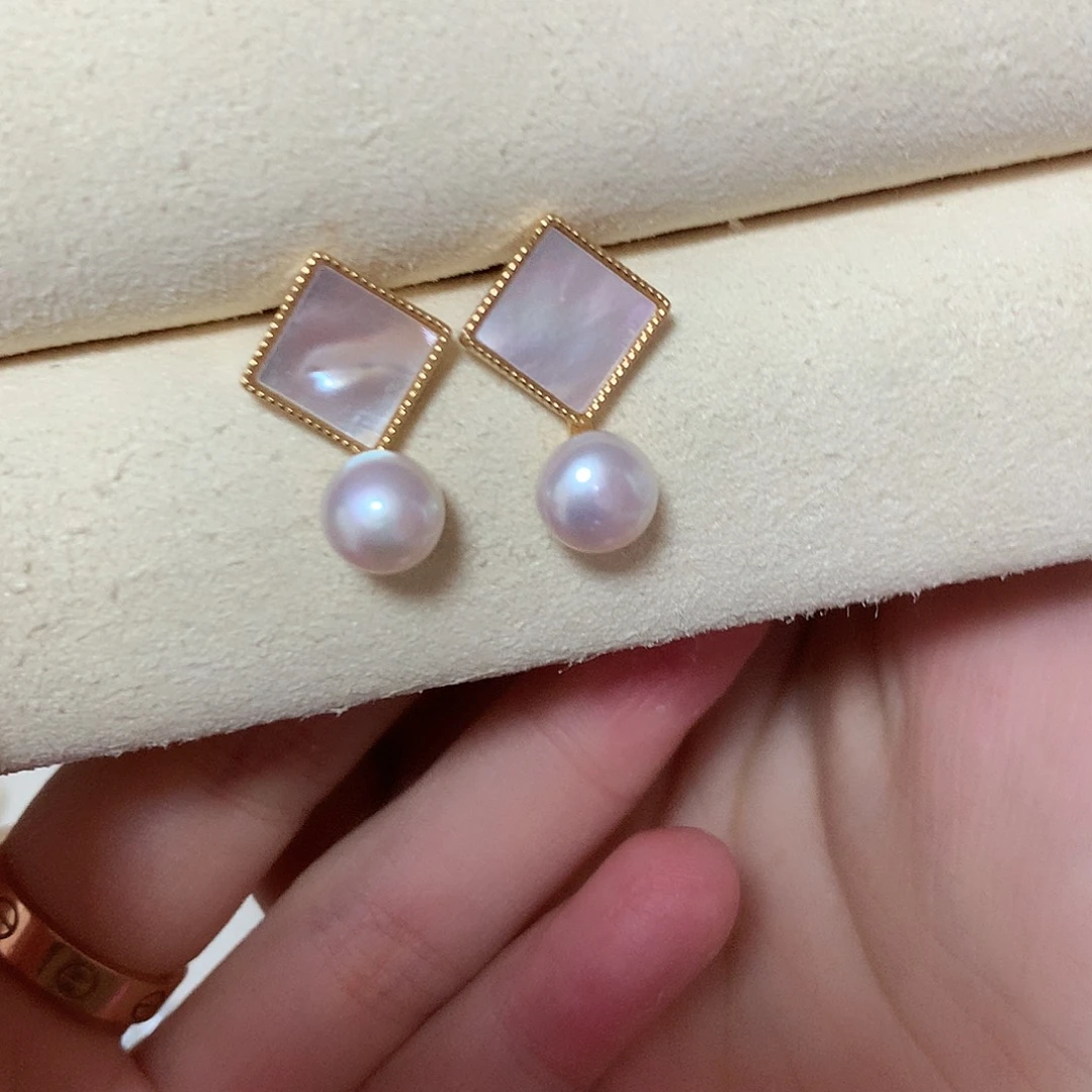 淡水珍珠耳饰合金