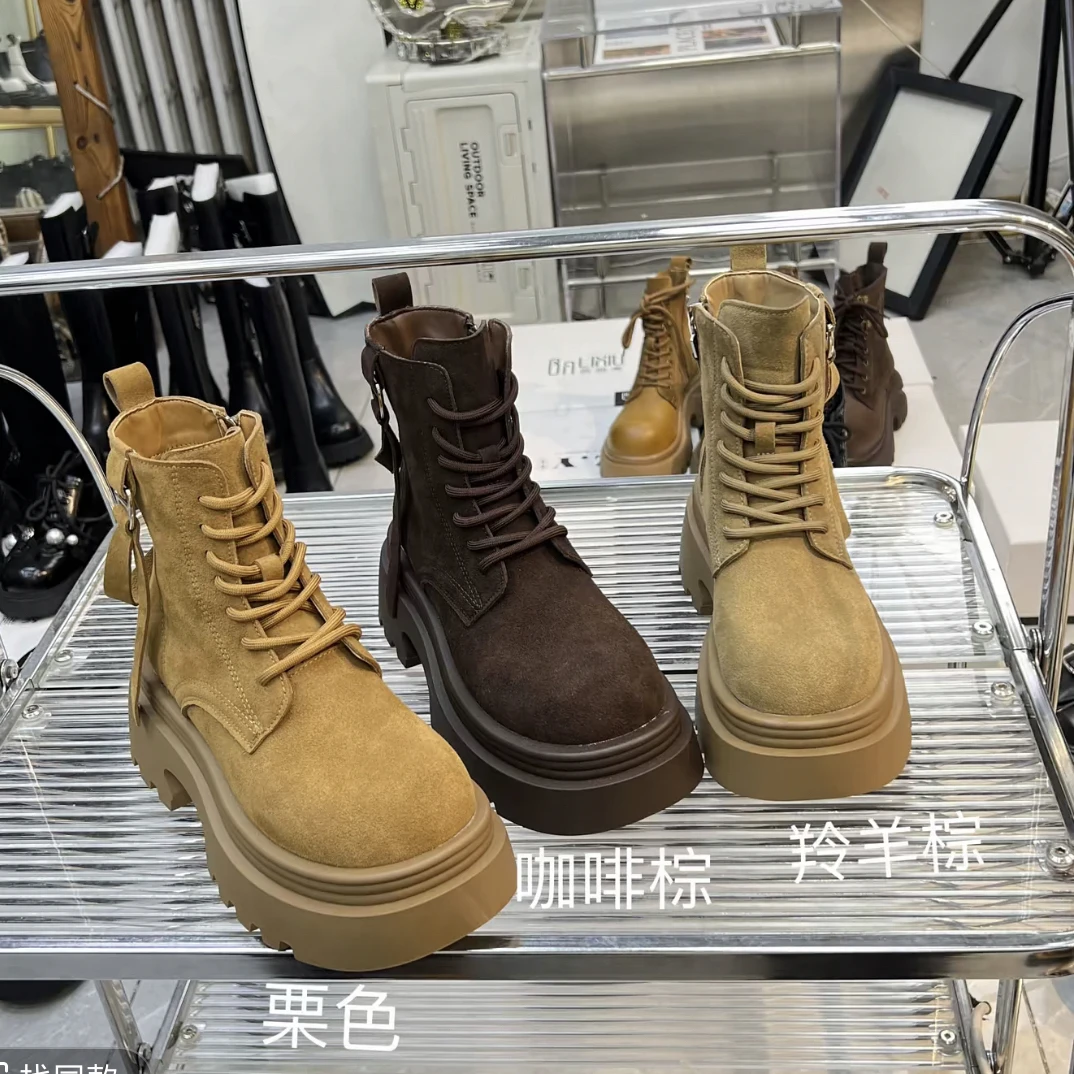 （换季福利拍）2025新款时尚飘带磨砂皮设计松糕厚底5-6公分鞋