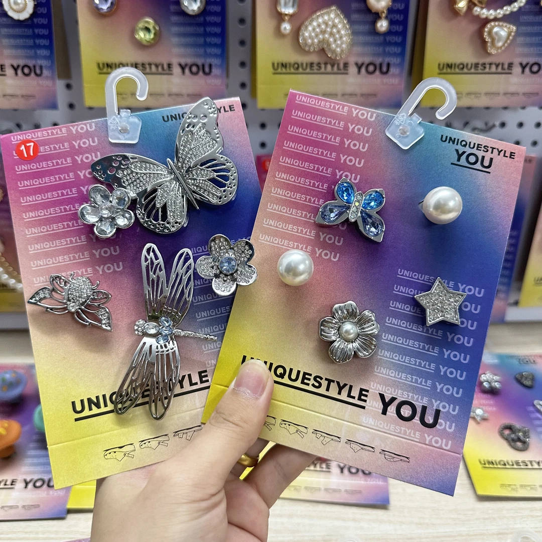 新款适配crocs洞洞鞋配饰鞋花装饰珍珠金属鞋花DIY智必星鞋扣配件