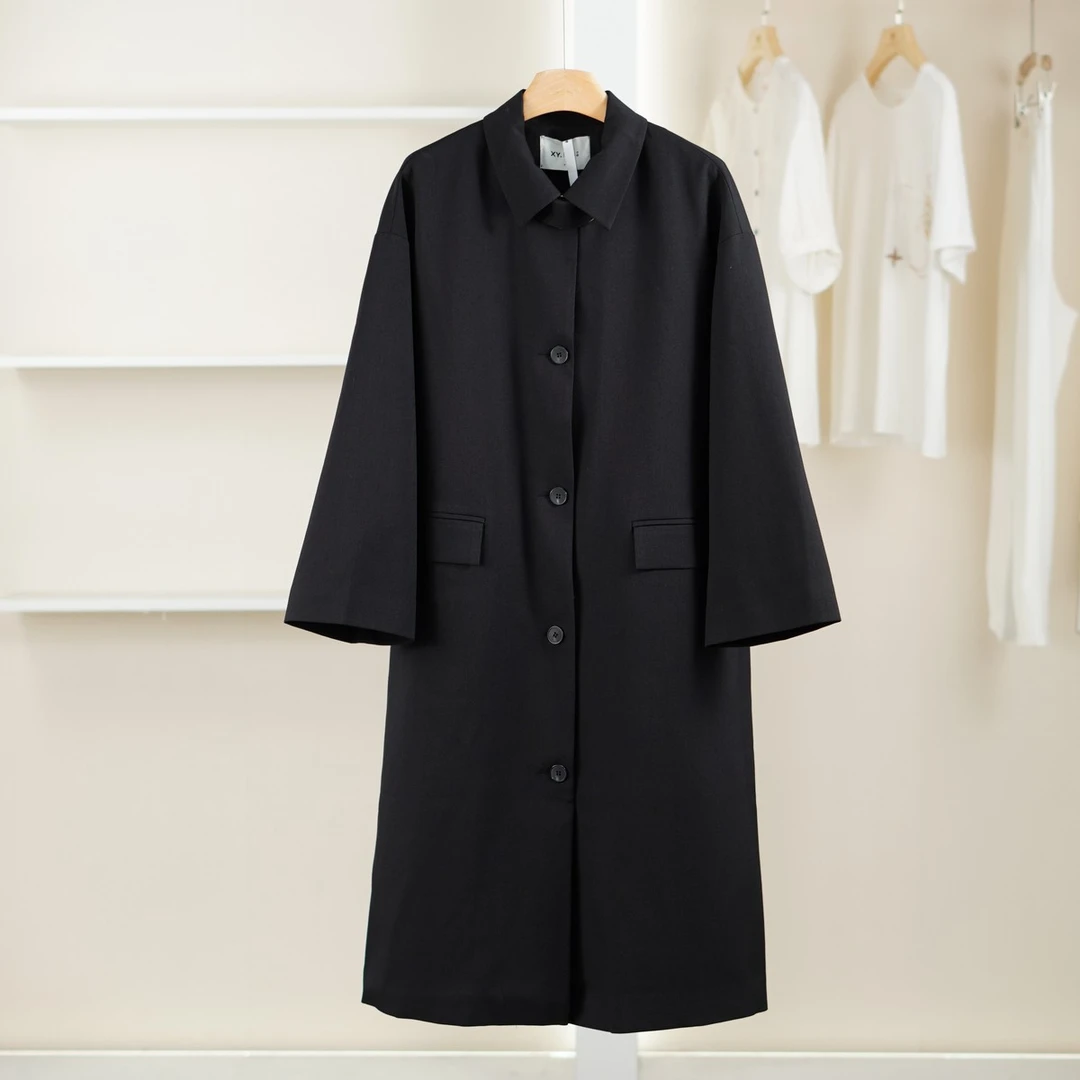 麦迪尚品【夕Y】50909473 气质百搭长款风衣外套春秋女装品牌折扣