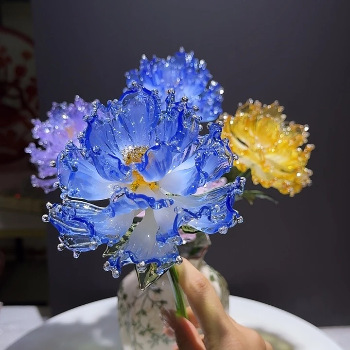 手工艺品琉璃4层牡丹王手工花