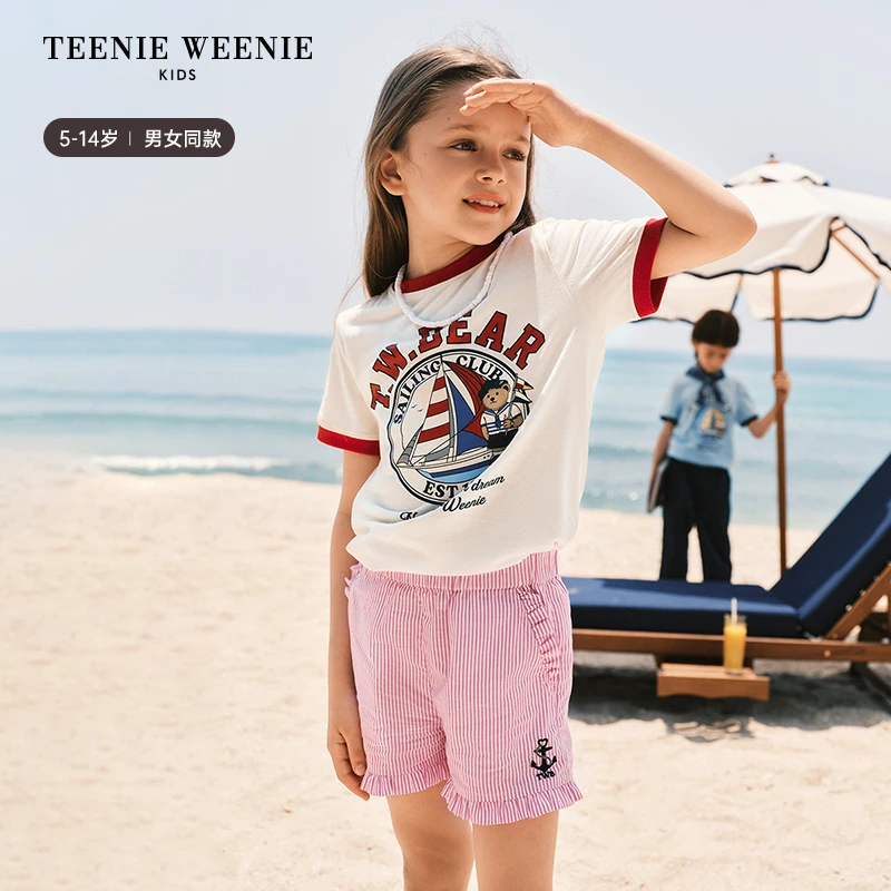 TeenieWeenie Kids小熊童装25夏纯棉圆领印花短袖T恤TKRW256596I
