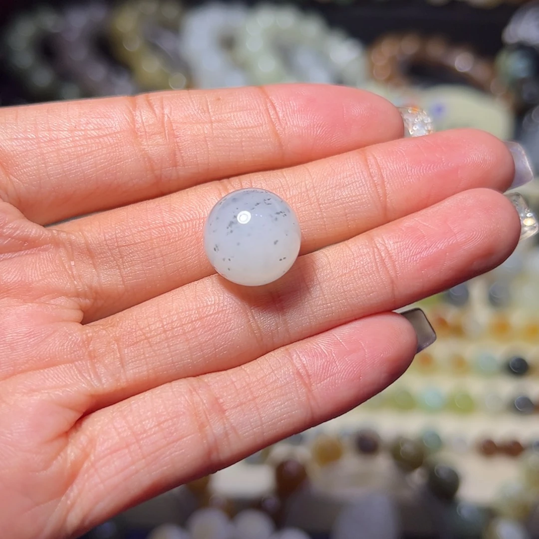 【闪购商品】未镶嵌和田玉珠宝奇石点墨14mm