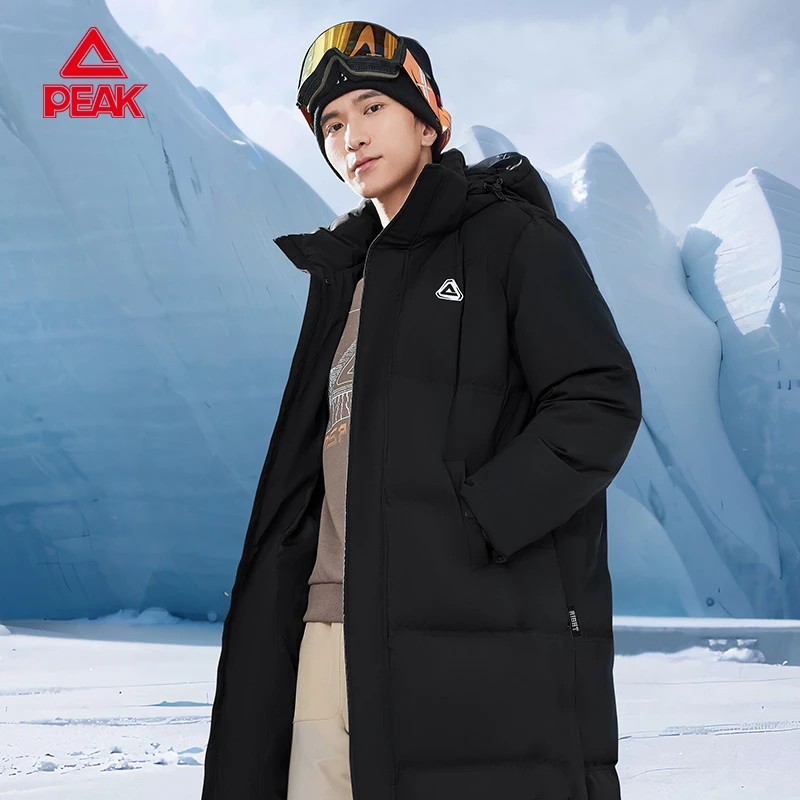 Peak/匹克600蓬高充绒羽绒服中长冬季连帽鸭绒防水防寒保暖外套