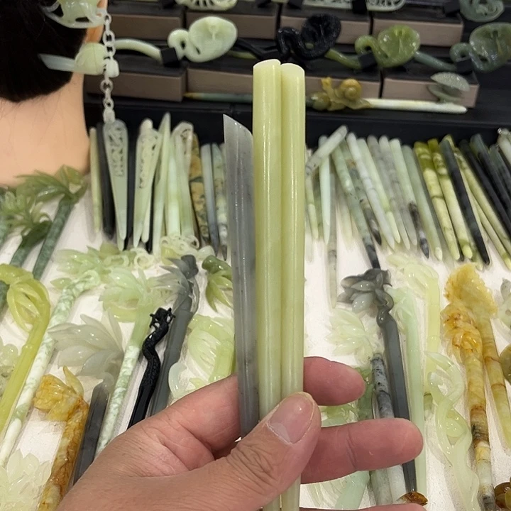 蛇纹石玉发饰合金紫*烟