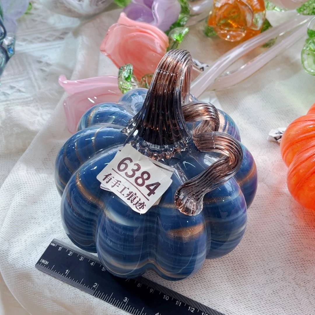 琉璃6384约14宽 花瓶摆件有手工痕迹