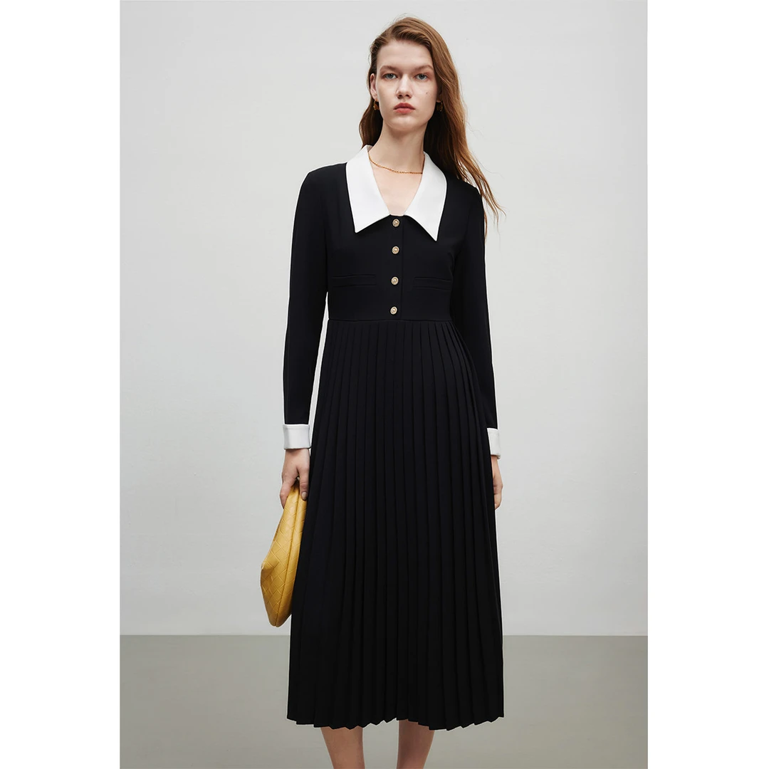 【丽公主】直身连衣裙秋季气质设计感中长款百褶裙Y534301728