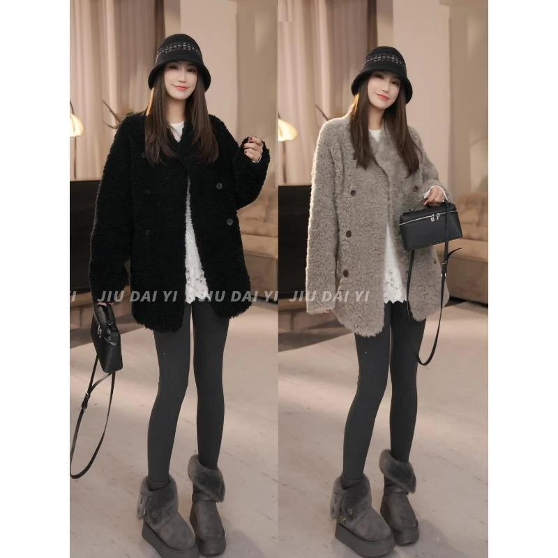 玖黛衣【富家千金】冬季保暖慵懒风双排扣百搭外套WTP47051