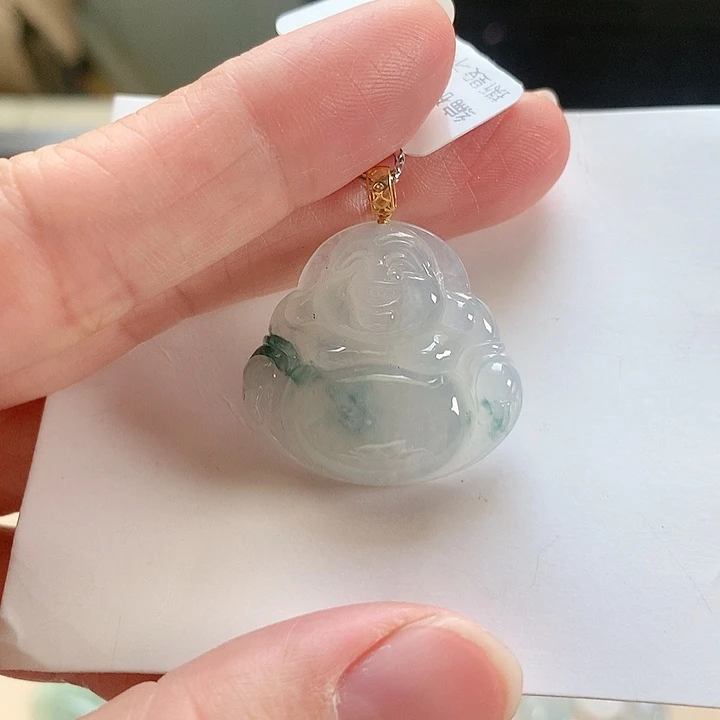 颈饰18K金镶嵌翡翠佛公