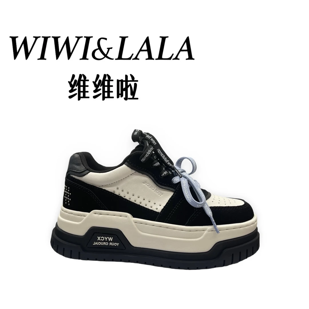 【维维啦】AW25秋款熊猫色牛皮厚底滑板鞋51928-1