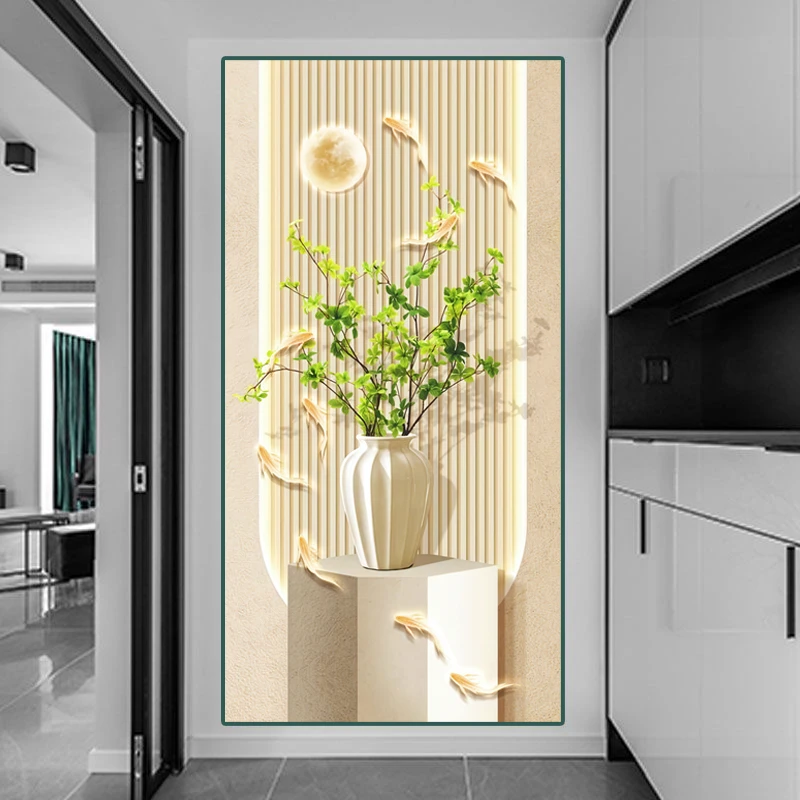 甄选【新富贵九鱼】9008晶瓷镶钻装饰画走廊过道 入户玄关装饰画