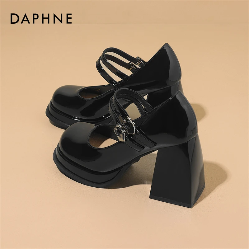 达芙妮法式玛丽珍女鞋气质高跟鞋2025春季新款百搭粗跟防水台单鞋