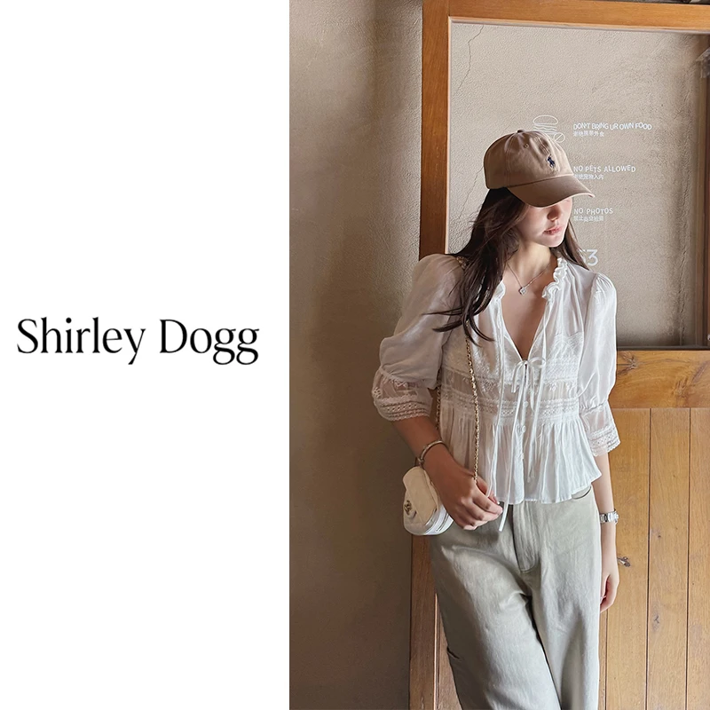汤元家sd波西米亚白色甜美气质衬衫法式上衣衬衣