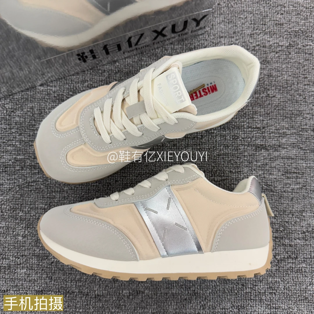 鞋有亿 2025秋冬新款正宗阿甘德训鞋女平底鞋银灰色百搭小众板鞋
