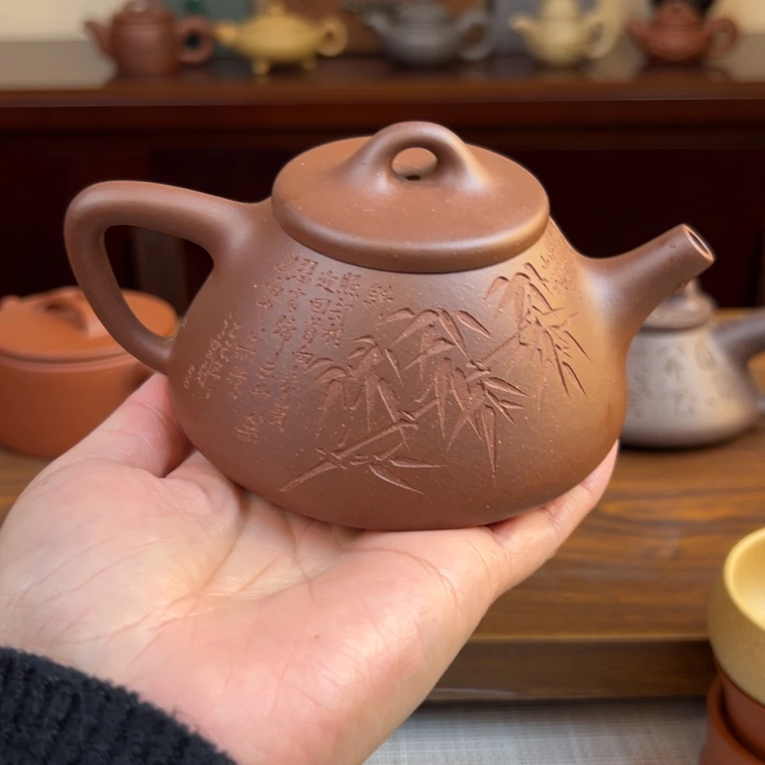 茶壶紫砂紫泥子冶石瓢全手270cc