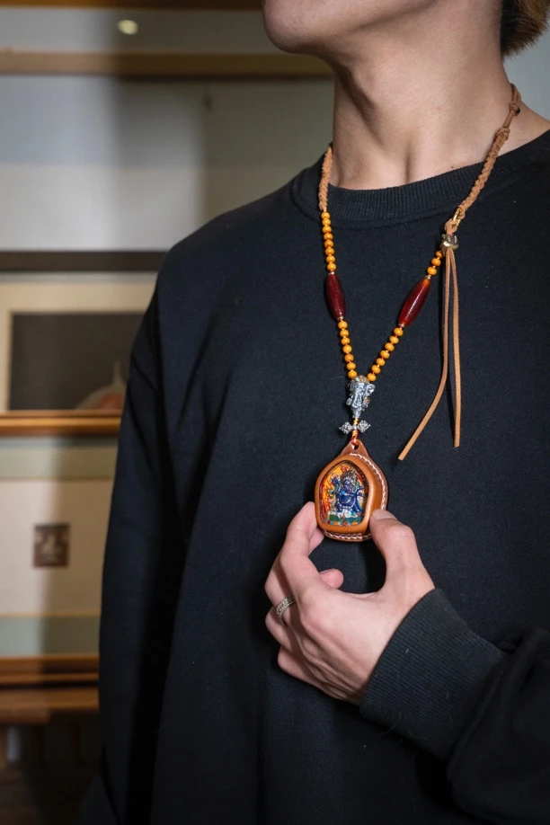 坠链均925银亚克力 【心想事成】大黑天 手工制作 牛皮手工彩绘吊坠