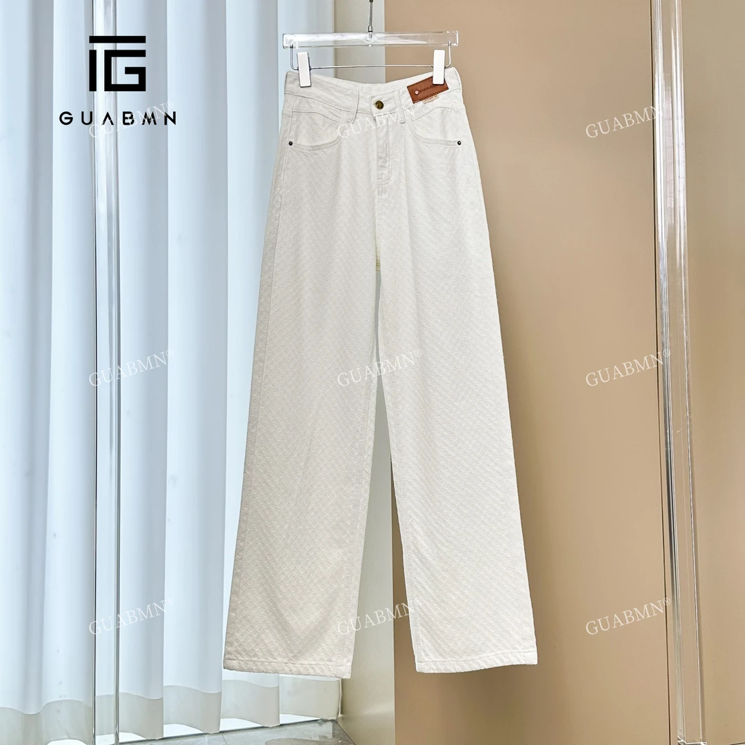 GUABMN2025夏季新款韩版纹理小众设计薄款直筒牛仔裤3898