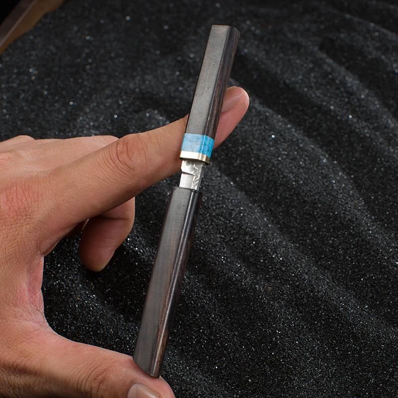 大马士革钢迷你小刀锋利微型随身拆快递开箱小刀