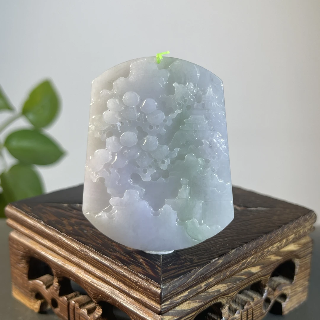 JTA09-35 天然缅甸A货翡翠 山水牌