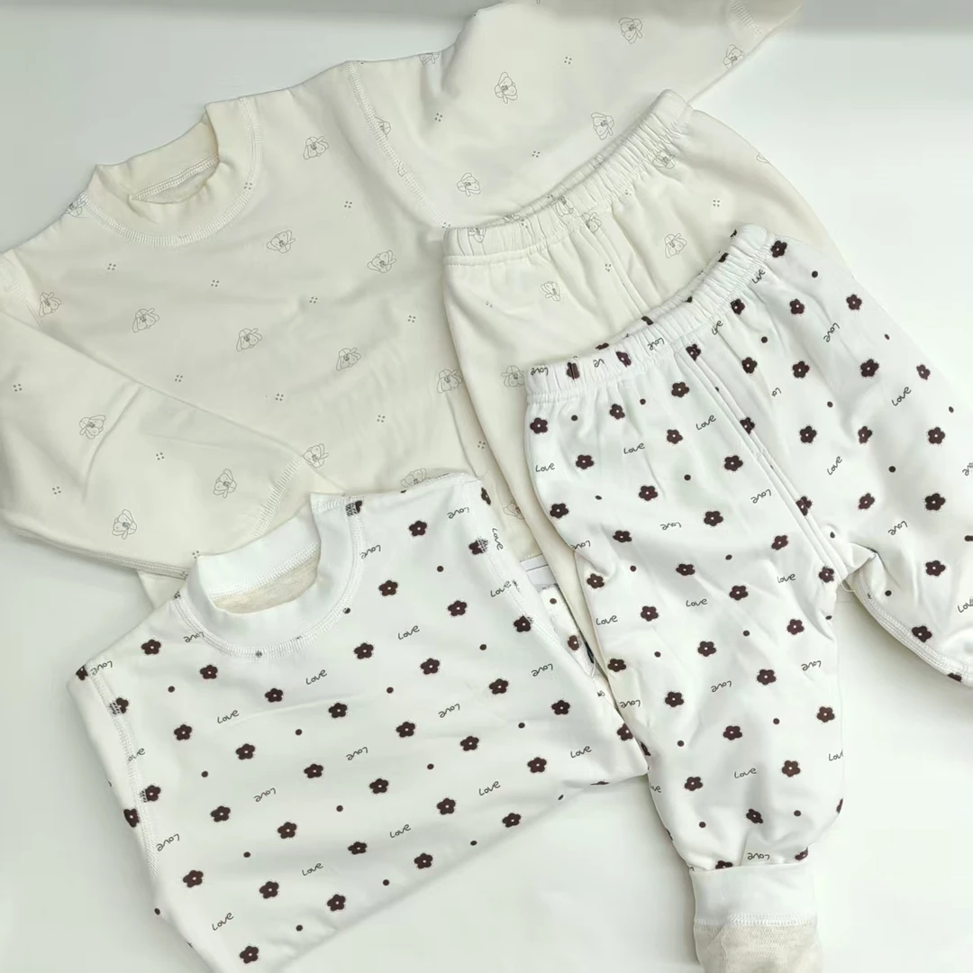 新款可爱卡通双层儿童保暖套装92062