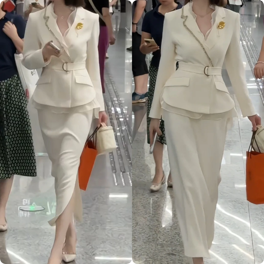 2025秋季新款时尚修身显瘦款女气质网红洋气两件套百搭款G6375