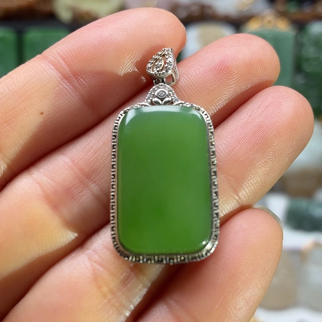 和田玉银S925镶嵌颈饰