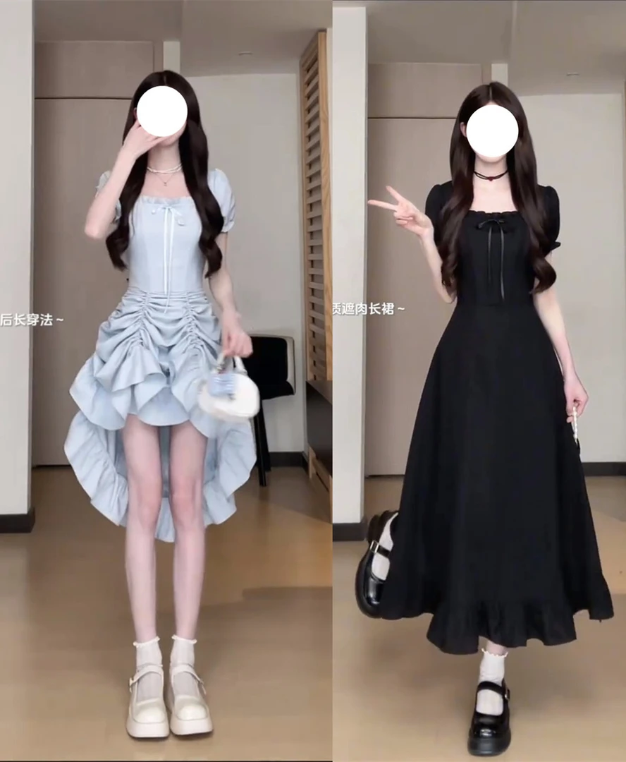 8633 长短调节/夏季气质感纯色显瘦长裙