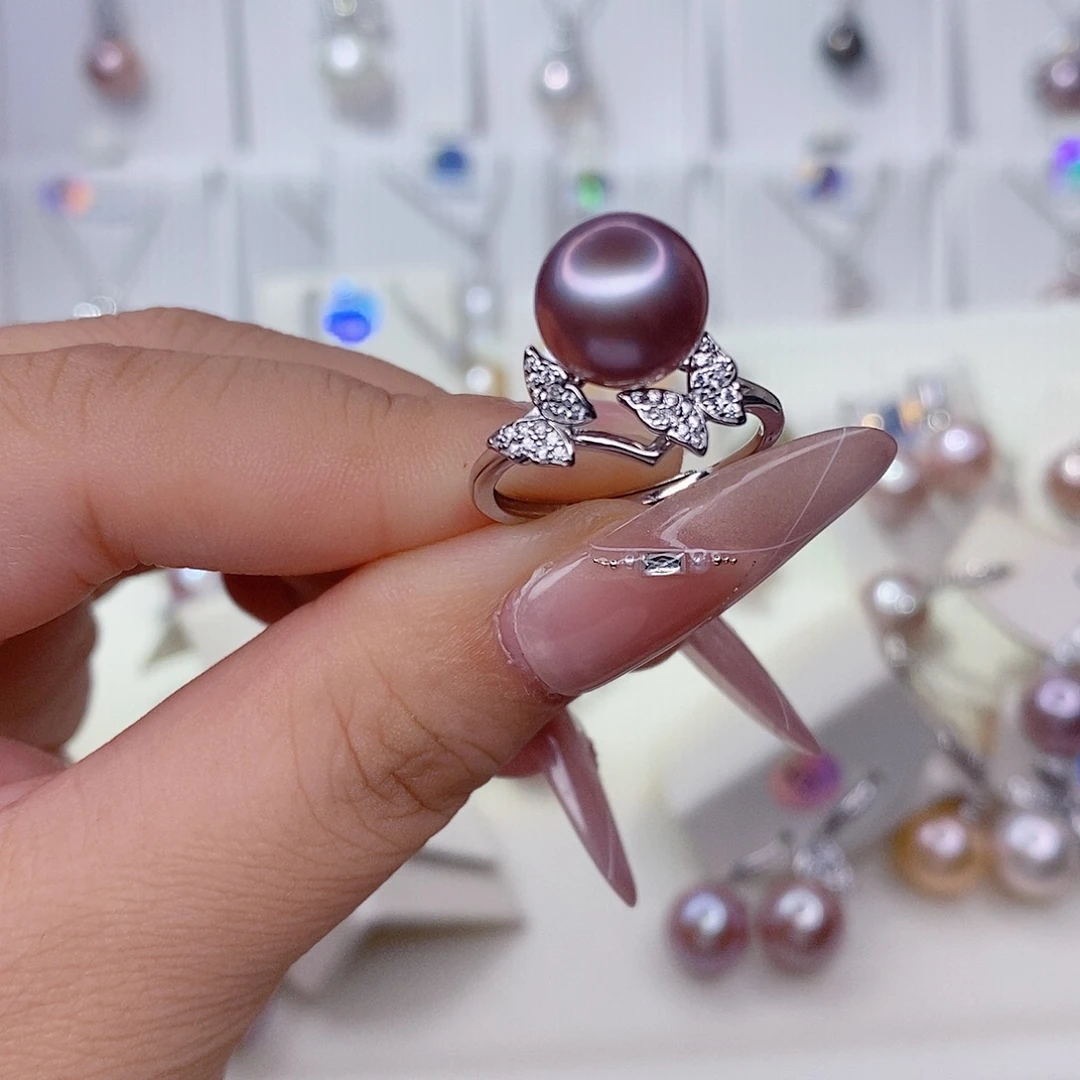 戒指银S925镶嵌淡水珍珠