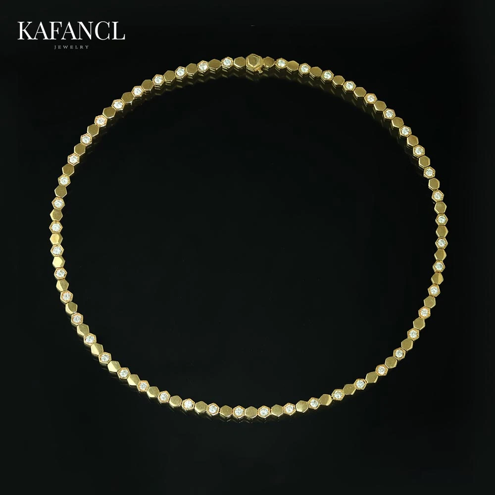 合金合成锆石项链   镀K金 挚爱CNC蜂巢间隔镶嵌项链 ZR-B224
