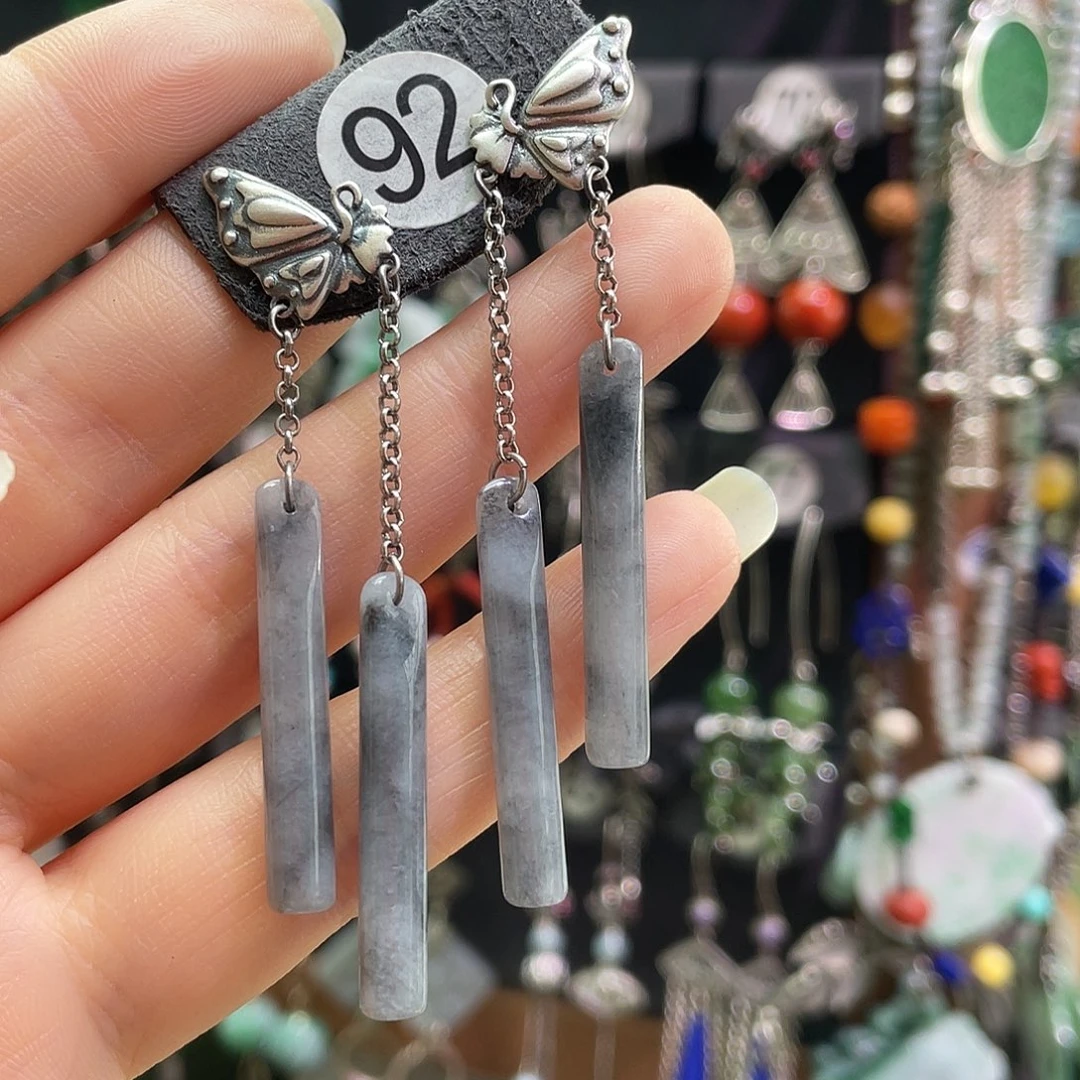 晴***娃翡翠银S925镶嵌耳饰144gebnvhj