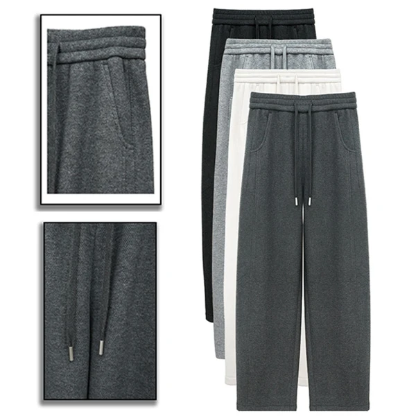 冬季新款桑蚕丝羊毛加厚加绒中腰窄版休闲裤经典百搭一条过冬8869