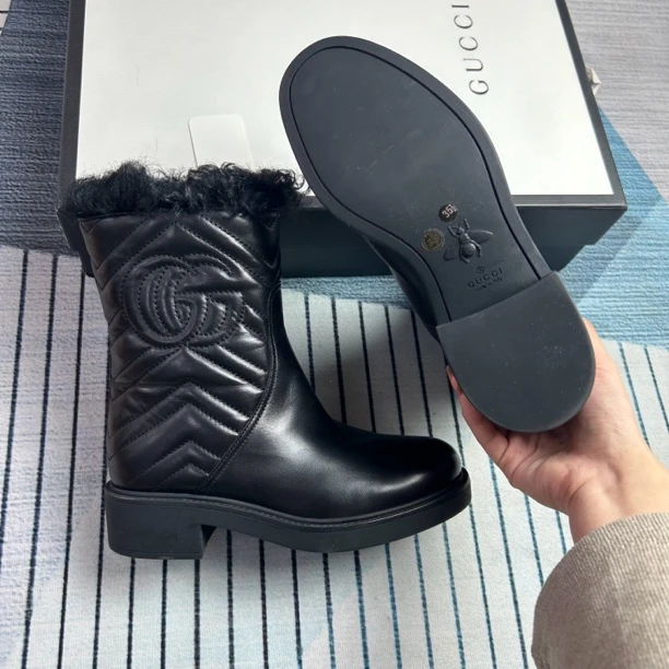 未使用 GUCCI/古驰 古驰黑色双G中靴三五半