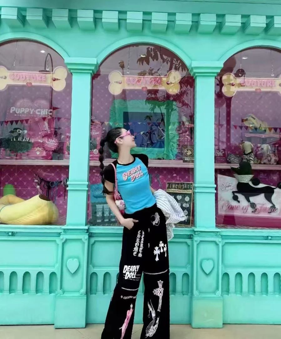 lbubu6月狂欢季【CC】罗家新款印花T恤+牛仔裤