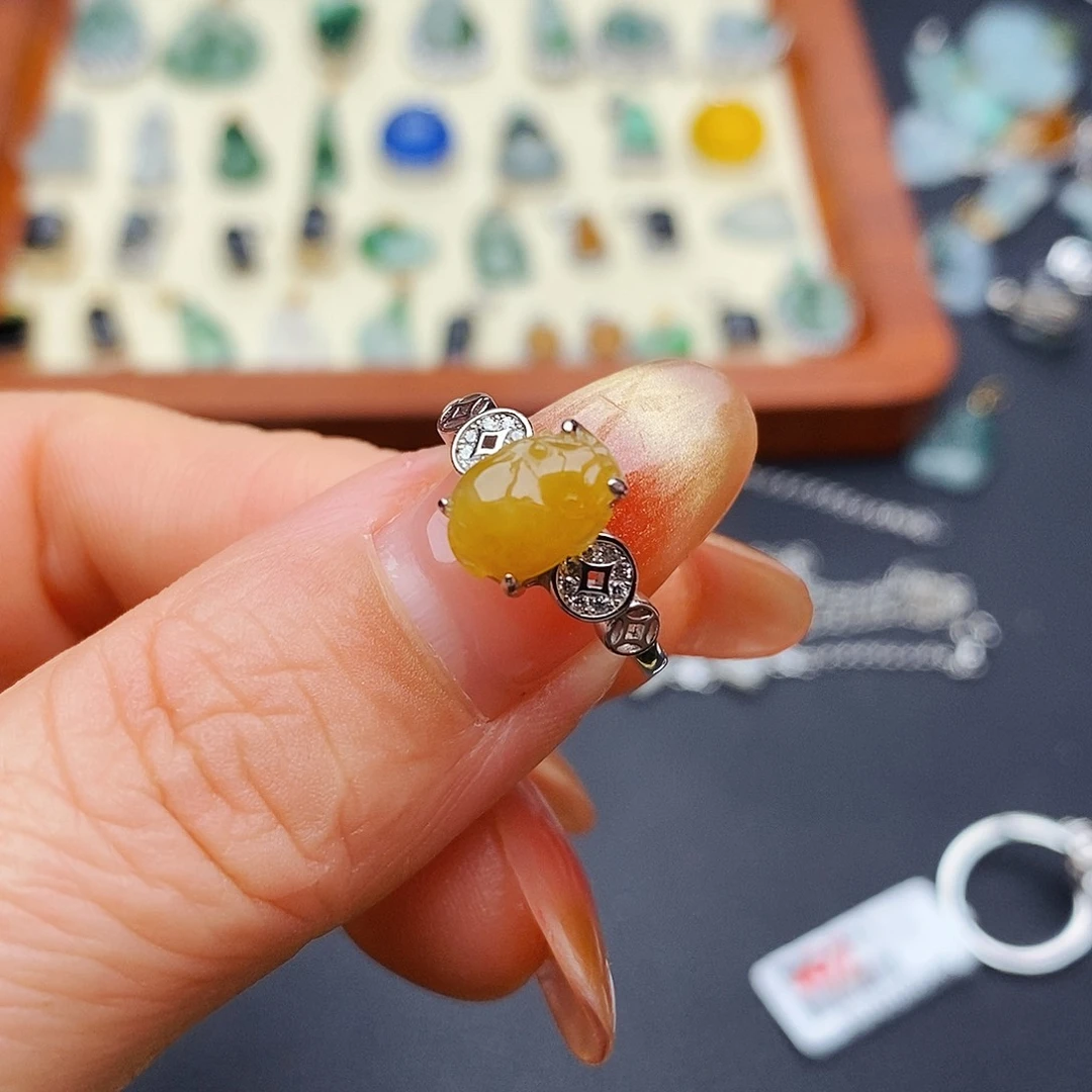 银S925镶嵌戒指翡翠