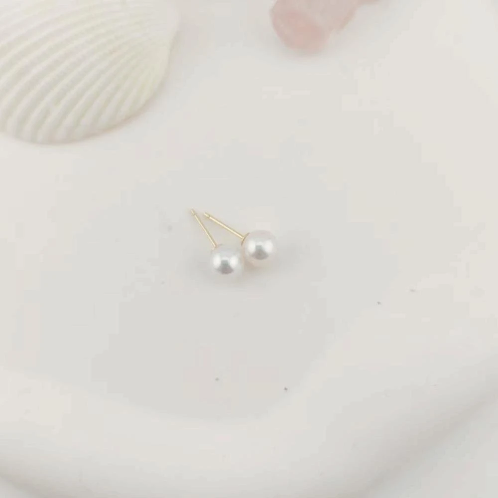 【正圆极光淡水小天女】6-7mm淡水珍珠耳钉空姐素耳钉S925银JYE049