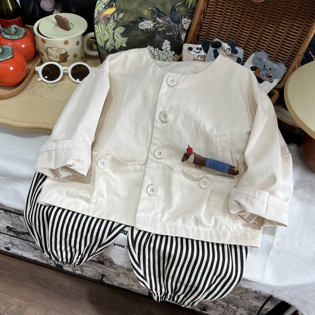 【龍主儿】儿童春男女宝洋气韩版个性牛仔裤子两件套25L007