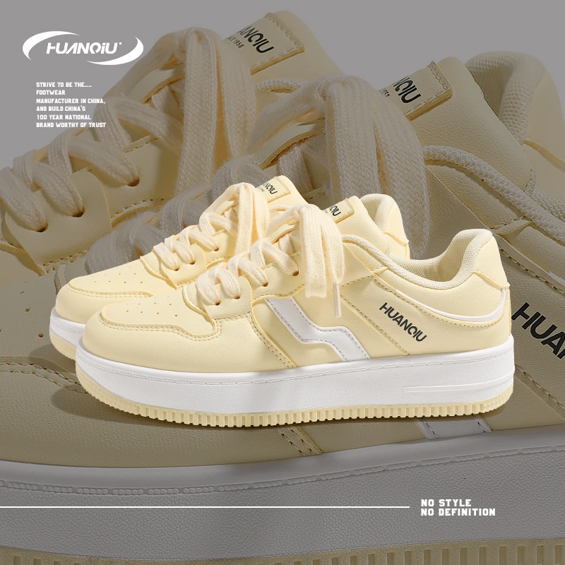 HUANQIU/环球厚底板鞋女款2025新款百搭时尚鞋子女轻便学生女鞋潮