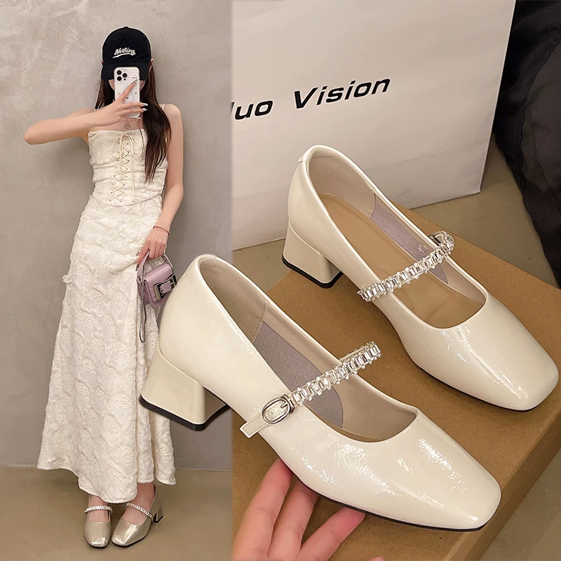 百搭跟鞋春夏法式方头平底单鞋玛丽珍鞋春季圆头
