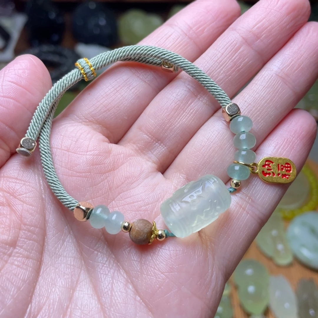 岫玉未镶嵌天然岫玉手链