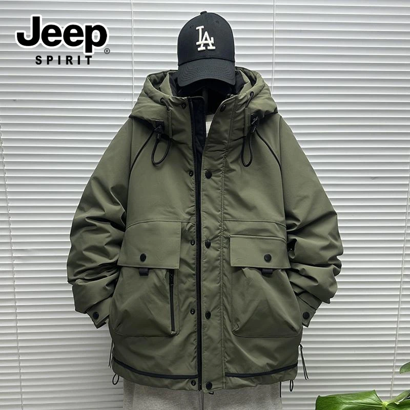 JEEP吉普羽绒服男士冬季保暖新款美式冲锋工装加厚衣服防寒外套男