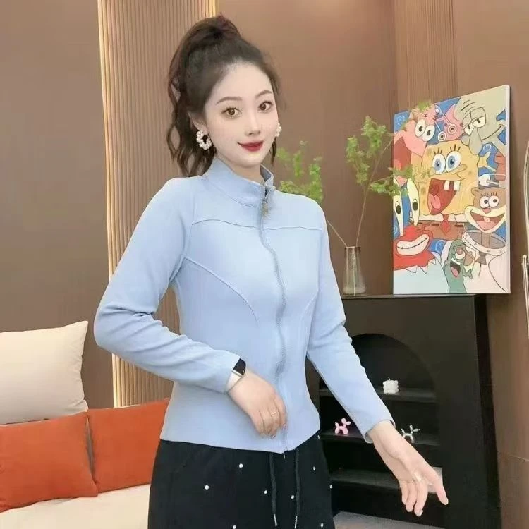 PDM—9169新款修身瑜伽立领显瘦彩色拉链运动女外套长袖上衣