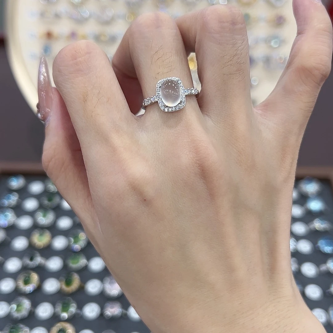 蛇纹石玉银S925镶嵌戒指